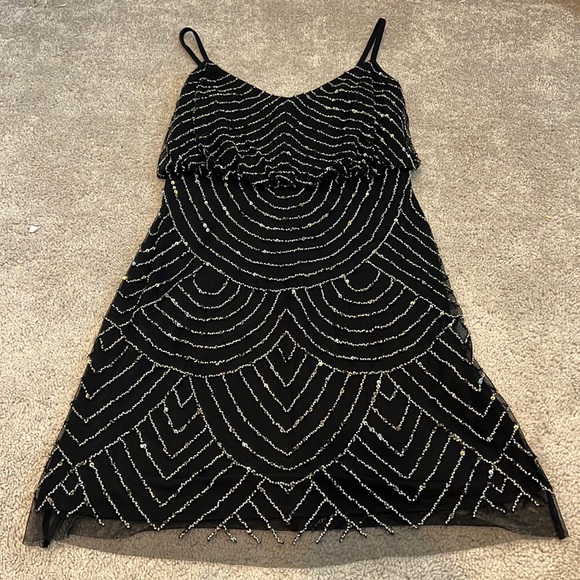 Adrianna Papell | Dresses | Adrianna Papell Womens Sleeveless Vneck Blouson  Beaded Cocktail Dress | Poshmark